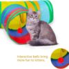 Foodie Puppies 3 Way Rainbow Cat Tunnel Toy - Foldable Interactive Pet Play Tunnel with Hanging Ball for Cats, Kittens, Rabbits, and Guinea Pigs | Indoor/Outdoor Puzzle Exercising Hiding Training Toy