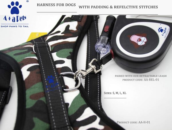 71tzj3WXWpL._SL1500_.jpg A+a Pets' Heavy Duty No-Pull Pet Harness Adjustable Pet Vest with Handle for Outdoor Walking Easy Control for Small Medium Large Dogs (Medium, Camo Military)