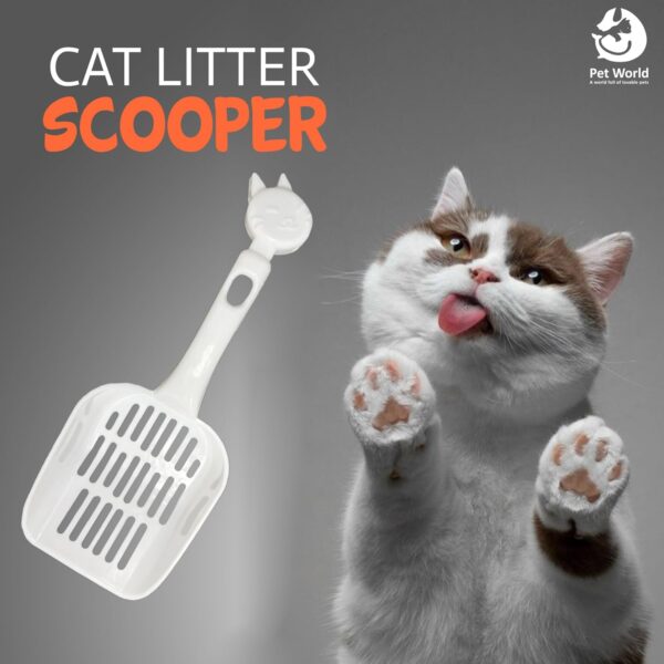 PET WORLD Cat Litter Scooper| Small Scoop Size | Easy and Convenient to Use | for Quick & Hygienic Waste Removal | Effortless Clean-Up| Highly Durable Cat Poop Scooper | White |