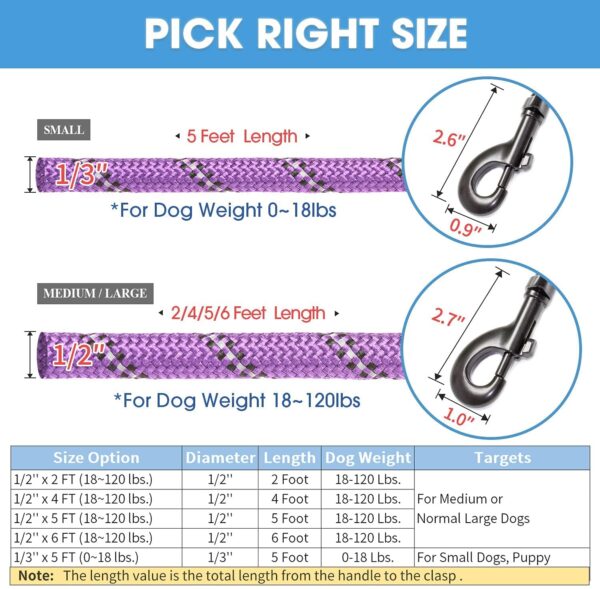 71uO1gnR4AL._SL1500_.jpg Petology Dog Leash 4FT Long, 1cm Thick Reflective Heavy Duty Rope with Anti-Slip Padded Handle for Small Dogs