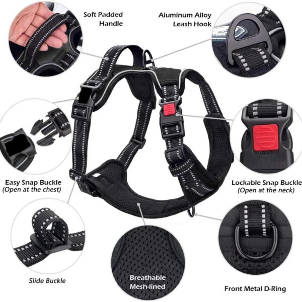 Dog Harness Dog Body Belt Vest for Large Medium Small Dogs with Safety Reflective No Pull Adjustable Military Style Dog Vest Training Harness(Blue, Small)