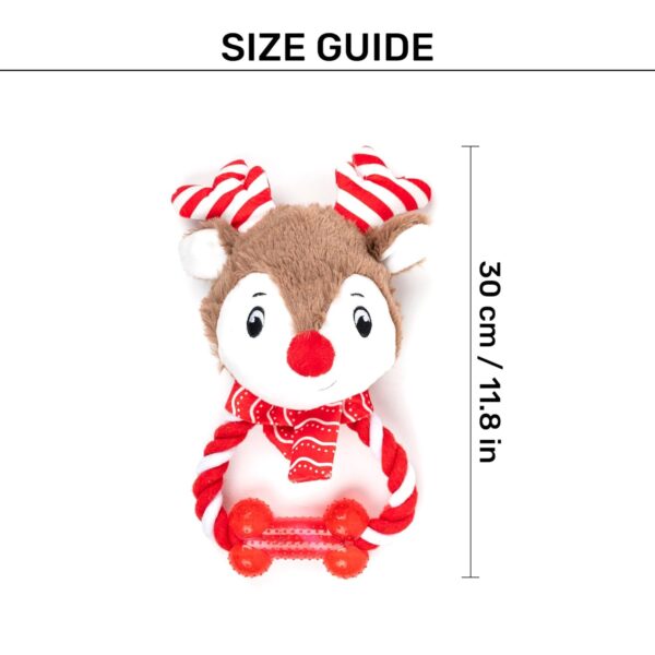 HUFT Dashing Reindeer Squeaky Dog Toy – Multicolor Plush Toy for Puppies & Adult Dogs | Interactive Chew, Tug & Play Toy | Fun, Durable, and Soft Pet Toy for Dogs