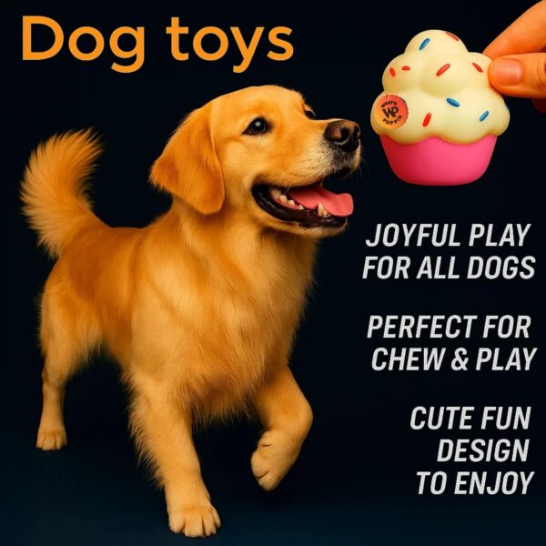 What's Poppin Muffin Cup Squeaky Dog Toy | Colorful Cupcake Design with Sprinkles | Soft Rubber Chew Toy for Small & Medium Dogs | Interactive Fetch, Chewing & Boredom Relief with Built-in Squeaker