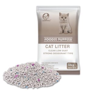 Foodie Puppies Natural Bentonite Cat Litter Sand - 5kg with Lavender Fragrance for Cats and Kittens | Clean Low-dust Strong Deodorant Litter Tray Refill with Odor Controlling and Instant Clumping