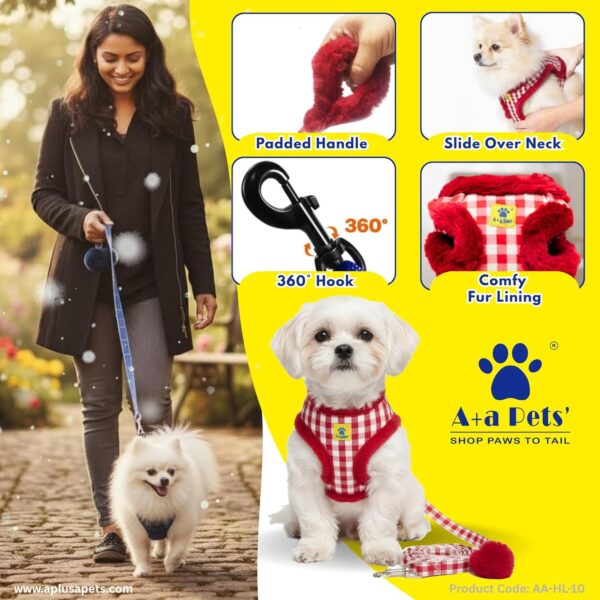 71vJ8FZpfL._SL1500_.jpg A+a Pets' Luxury Fur Harness & Leash Set for Cat & Small Dog | Lightweight, Escape Proof, Vest Combo (Red, L)