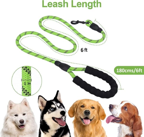 Petology Dog Leash 6FT Long, 1 Inch Thick Reflective Heavy Duty Rope with Anti-Slip Padded Handle for Medium & Large Dogs