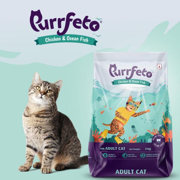 71vmEHnHGlL._SL1200_.jpg Adult Dry Cat Food | Chicken & Ocean Fish | 3 kg | 40% Reduction in Urinary Track Diseases |Anti Hairball Formula |Healthy Skin & Coat |Improves Digestive Health