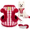 A+a Pets' Luxury Fur Harness & Leash Set for Cat A+a Pets' Luxury Fur Harness & Leash Set for Cat & Small Dog | Lightweight, Escape Proof, Vest Combo (Red, L)