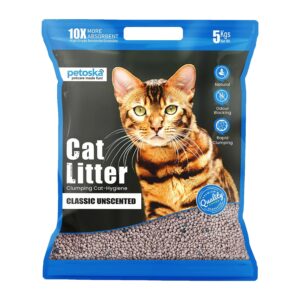 Cat Litter 5kg | 100% Natural Bentonite Clay | Rapid Clumping, Odour Lock, Low Dust, Gentle on Paws | Premium Absorbent Cat Litter for All Breeds