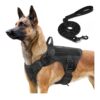 Dog Harness No-Pull Pet Harness Adjustable Outdoor Pet Vest 3M Reflective Oxford Material Vest for Dogs Easy Control for Small Medium Large Dogs (Tactical Black, Small (Harness + Leash))