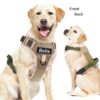 Dog Harness with Name id Customized for Dogs Large Medium Small Puppy All Breeds No Pull Harness Reflective Vest Harness Belt Adjustable Personalized with Dog Name (Beige) (Large Dogs)