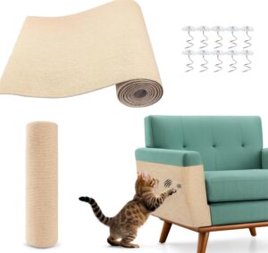 PANCA Cat Scratch Pad Mat for Wall, Sofa & Furniture Protection | 30x100cm Adhesive Cuttable Cat Scratcher Mat | Durable Sisal Texture Pad for Cats & Kittens – Prevents Scratching on Couch & Floor