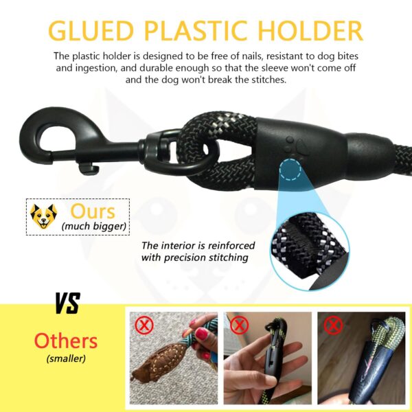 71y8yKPrOyL._SL1500_.jpg Furco Dog Leash Dog Belt Heavy Duty Nylon | Anti Slip Padded Handle Long Dog Leash Highly Reflective Leash for Dogs Rope for Medium & Large Dogs 12 mm Thickness (Black, 6.5 Feet Long)