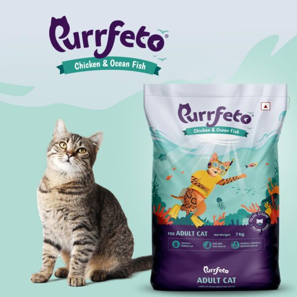 71yX99RTPCL._SL1200_.jpg Adult Dry Cat Food | Chicken & Ocean Fish | 7 kg | 40% Reduction in Urinary Track Diseases |Anti Hairball Formula |Healthy Skin & Coat |Improves Digestive Health