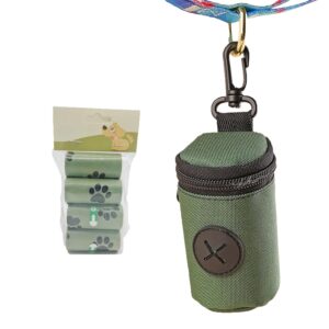 Side Opening for Easy Extraction Dog Poop Bag Dispenser Easy to Carry with Hook and Loop Closure Dog Poop Bag Holder Smooth Zipper Closure(Green)