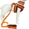 Dog Fur Harness, Collar & Leash Combo Set, Adjustable Size | for 36-45 Kilogram Dogs (XL, Orange-Brown)
