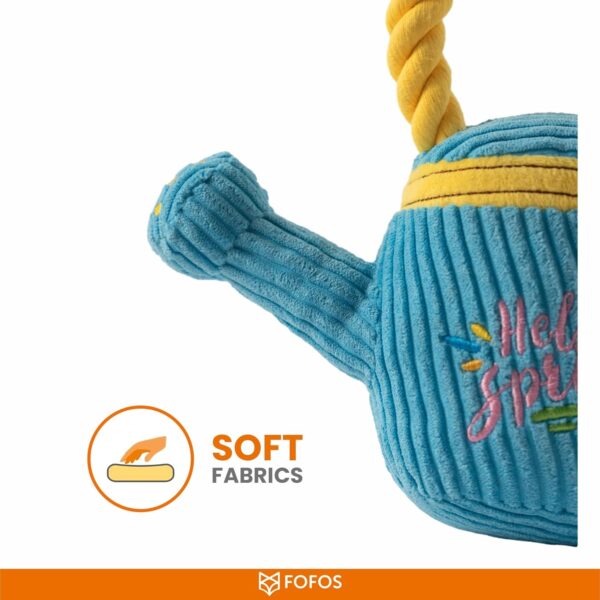 BarkButler x FOFOS Garden Watering Can Plush - Soft & Squeaky Toys for Dogs, Dog Toys for Medium Dogs (0-20kgs) - Blue & Yellow