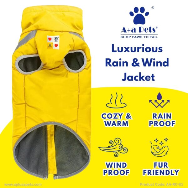 A+a Pets' Luxurious Rain & Wind' Raincoat for Dogs with 24" Length | Recommended Non Slip Jacket Style for Rain & Snow | Full Body Coverage with Leash Opening | Warm & Comfortable (Red 3XL)