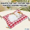 FunBlast Cute Sleeping Cat Plush Toy with Meow Sound, Toy Accessories for Car Dashboard, Gift for Kids, Realistic Cat Pet Toy (White+Brown)