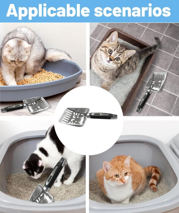 Cat Litter Scooper, Scooper for Cats, Cat Litter Scoop, Durable Stainless Steel Kitty Litter Shovel with Ergonomic Handle for Efficient Cleaning