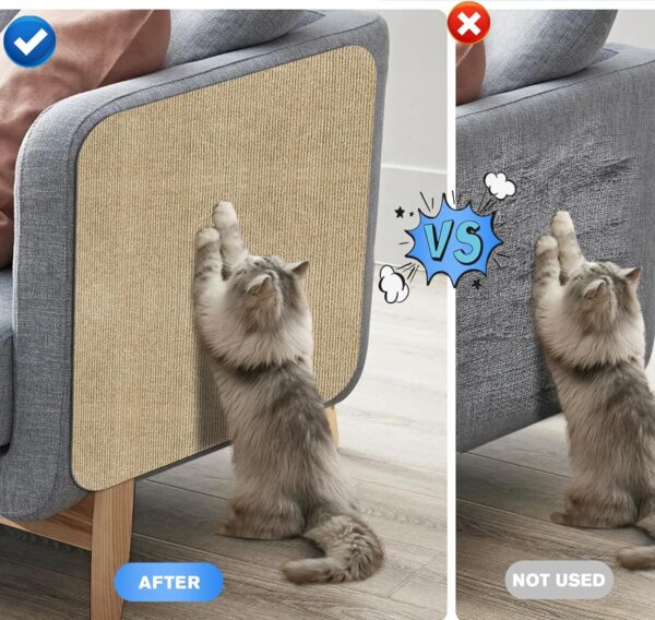 PANCA Cat Scratch Pad Mat for Wall, Sofa & Furniture Protection | 30x100cm Adhesive Cuttable Cat Scratcher Mat | Durable Sisal Texture Pad for Cats & Kittens – Prevents Scratching on Couch & Floor