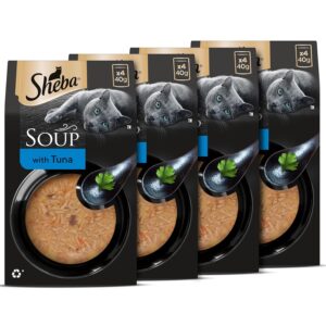 Sheba Soup with Tuna Adult Wet Cat Food, 160g (4 Sheba Soup with Tuna Adult Wet Cat Food, 160g (4 x 40g), Finely Sliced Pieces of Tuna in Smooth, Silky and Velvety Broth (Pack of 4)