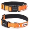 WOOFLIX Reflective Dog Collar For Training And Walks|Adjustable Nylon Training Collar With Tactical Buckle And D-Ring For Medium And Large Dogs|Reflective Dog Collar|(Medium, Orange, 13 Cm X 15 Cm)