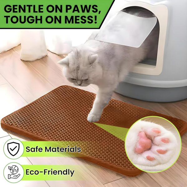 MAK7 Cat Litter Mat | Double Layer Honeycomb Design |Waterproof EVA Material | Cat Litterr Trapping & Easy Clean, Non-Slip Mat for Litter Box | Cats Litters Pad | Cat Products | SIZE 60CMX 45CM|