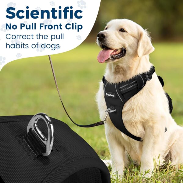 Funfox Dog Harness Medium Sized Dog, No Pull Dog Vest Adjustable, Comfortable Breathable Material Reflective Strips with Metal Clip for Control Easy Walking for Medium Breed Dogs Black