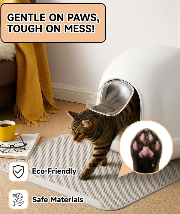 1 Pcs Cat Litter Mat, Double Layer,Waterproof Litter Trapping Mat,13.7 * 23.6 inches/35 * 60cm Litter Mat Double Layer Open Edge Design, Easy Clean Cat Mats for Hardwood Floors
