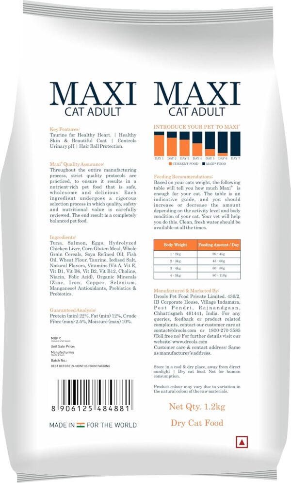 8125cxSfCUL._SL1500_.jpg Maxi Tuna & Salmon Dry Cat Food 1.2Kg,Adult