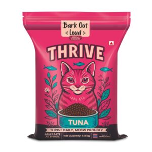 Thrive - Bark Out Loud Real Tuna Fish Dry Cat Thrive - Bark Out Loud Real Tuna Fish Dry Cat Food | Antioxidants, Omega, Multivitamins | Yucca for Digestion 4.8 Kg
