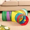 Foodie Puppies 3 Way Rainbow Cat Tunnel Toy - Foldable Interactive Pet Play Tunnel with Hanging Ball for Cats, Kittens, Rabbits, and Guinea Pigs | Indoor/Outdoor Puzzle Exercising Hiding Training Toy