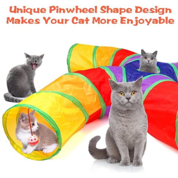 Foodie Puppies Interactive Foldable Hiding 5-Way Curved Tunnel with Hanging Ball for Cats (Swirl Patels Tunnel) | Puzzle & Training Cave Suitable for Cat, Kitten, Rabbit, Guinea Pig & Puppies