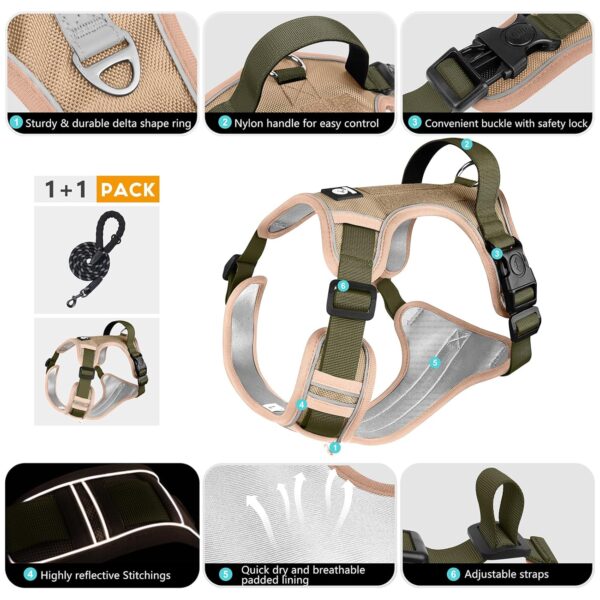 FYA Dog Harness with 1.5M Leash Set,No-Pull Reflective Pet Vest Harness, Adjustable Waterproof Oxford Fabric Dog Vest with Handle,Easy Control for Medium Large Dogs