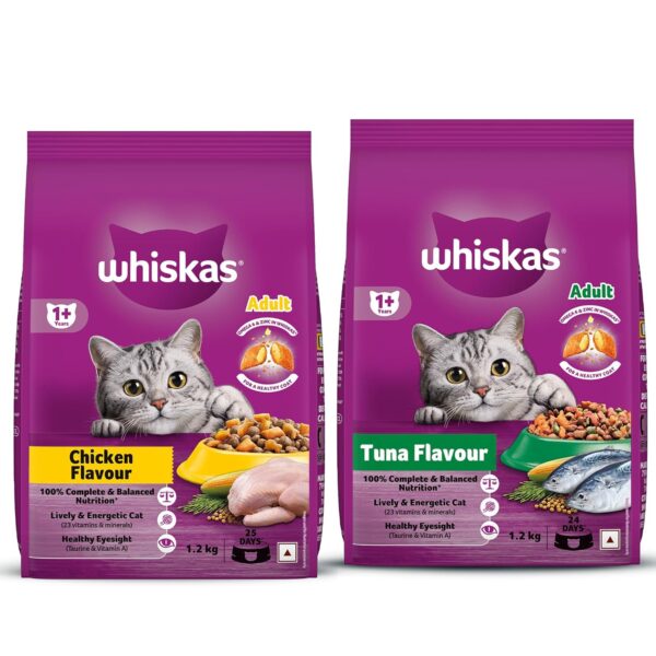 815Lw0hhorL._SL1500_.jpg Whiskas Adult (+1 Year) Dry Cat Food, Chicken Flavour, 1.2kg Pack and Adult (+1 Year) Dry Cat Food, Tuna Flavour, 1.2kg Pack