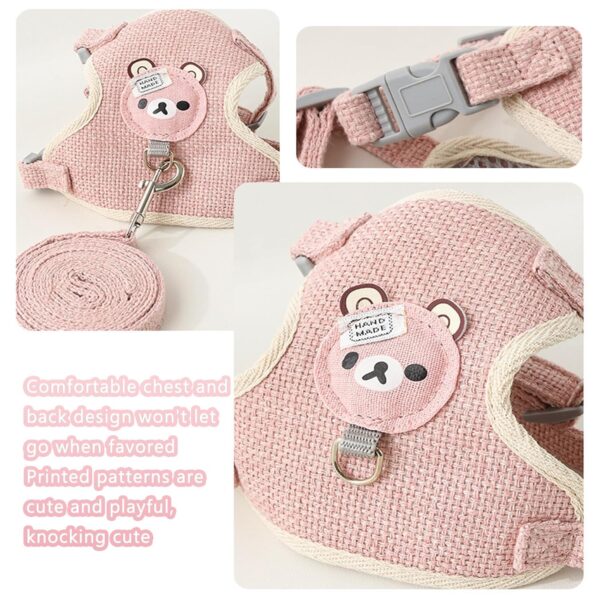 815UEbIEzvL._SL1500_.jpg Pink M-Size Cat Harness & Leash Set | Adjustable Linen Vest for Cats Up to 15 lbs | 22-50 Cm Chest & 22-32 Cm Neck | 120 Cm Ultra-Light 66g Design