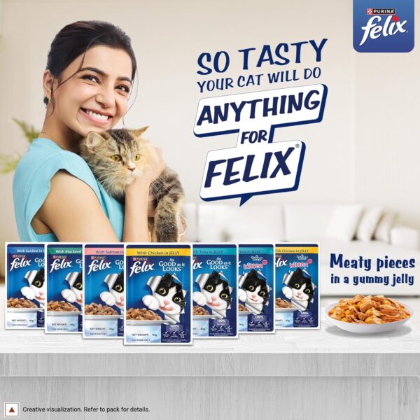 Purina Felix with Sardine in Jelly | Wet Food for Adults | Complete and Balanced Cat Food, Pack of 12 Pouches (12 x 85 g)