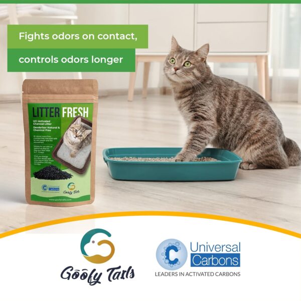 Goofy Tails Cat Litter Activated Charcoal Deodorizer 200g|Cat Litter Accessories for Odour Free Cat Litter Box| Cat Box Odour Eliminator| Ideal Topper for Cat Litter Sand| Cat Litter Box Deodorizer