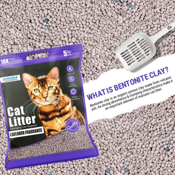Cat Litter- 10Kg | Lavender Fragrance | Scoopable Bentonite Clay Cat Litter | Advanced Clumping Scented Litter Sand | 99.9% Dust Free | Natural | Odour Control Pack of 2