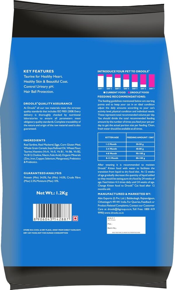 816Tp-LaxVL._SL1500_.jpg Drools Adult(+1 Year) Dry Cat Food, Ocean Fish, 3 kg + 1.2 kg Free & Kitten(1-12 Months) Dry Cat Food, Ocean Fish, 1.2kg with Free Container