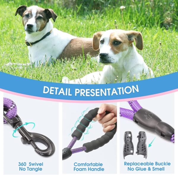 816rfNcO2GL._SL1500_.jpg Petology Dog Leash 4FT Long, 1cm Thick Reflective Heavy Duty Rope with Anti-Slip Padded Handle for Small Dogs