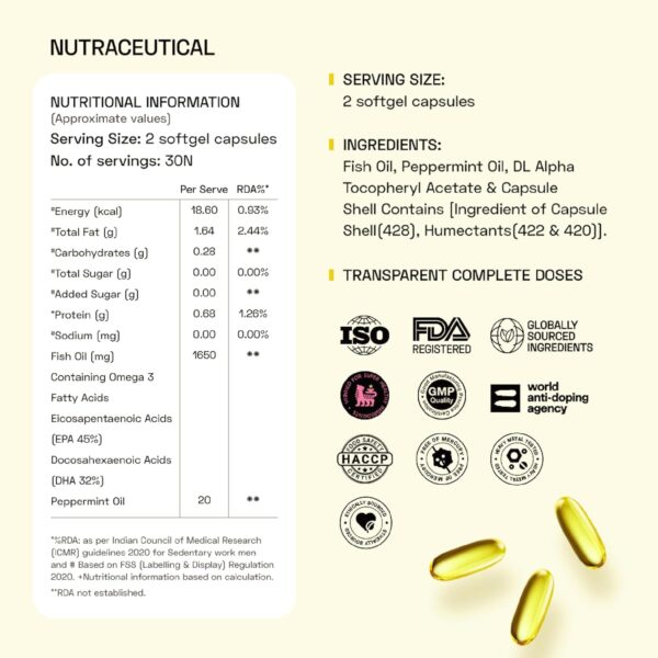 8185u9wG3-L._SL1500_.jpg Ace Blend Outshine Omega 3 Fish Oil Capsules (60 Softgels) | 1650 Mg with 743 EPA & 528 DHA | 2 capsules for 4X Strength | No Fishy Burps | Supports Heart, Brain, Joints, Eye Health