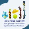 Foodie Puppies 6 in 1 Squeaky and Chew Rope Dog Toy Combo - (2Knot Rope + 3Knot Rope + Slipper + Corn Stick + Claw Ball + Blue Doggy) | Chewing, Playing, & Teething for Small Dogs and Puppies