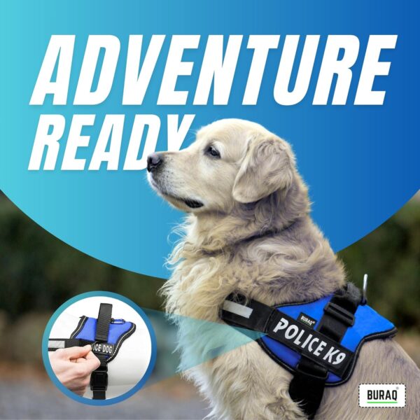 818ni1zh5L._SL1500_.jpg Buraq Pets Police K9 Dog Harness, No Pull Reflective Dog Vest Oxford Fabric, Soft Padded Easy Control Dog Chest Belt, No More Pulling Or Choking for Large Medium & Small Dogs (Black - XXL)