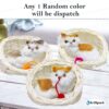 Cute Cat in Basket Toy – Plush Cat with Wool Ball for Kids, Realistic Sitting Cat Pet Toys for Girls & Boys Home Décor & Gifting
