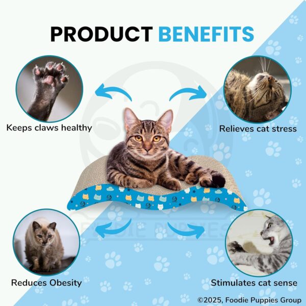 Foodie Puppies 2-in-1 Reversible Cat Scratcher Pad with Catnip for Cats & Kittens, (Breaker) | Durable Corrugated Cardboard Cat Scratch Post for Furniture Protection, Play & Rest (44cm x 23.5cm x 8cm)
