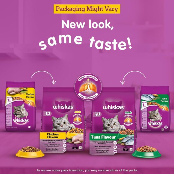 81AGGKuBjSL._SL1500_.jpg Whiskas Adult (+1 Year) Dry Cat Food, Chicken Flavour, 1.2kg Pack and Adult (+1 Year) Dry Cat Food, Tuna Flavour, 1.2kg Pack