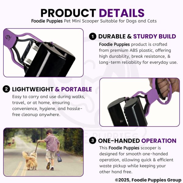 Foodie Puppies Potty Scooper Non-Breakable Pet Pooper Scooper for Dogs and Cats (Mini Scooper) High Strength Material and Durable Spring for Easy Grass and Gravel Pick Up