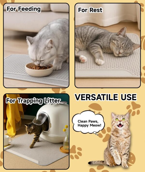 1 Pcs Cat Litter Mat, Double Layer,Waterproof Litter Trapping Mat,13.7 * 23.6 inches/35 * 60cm Litter Mat Double Layer Open Edge Design, Easy Clean Cat Mats for Hardwood Floors